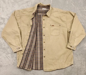 Carhartt Jacket Mens 2XL Khaki Flannel Lined Canvas Shacket Workwear S96GKH - Picture 1 of 24