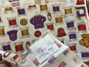 Cotton or Linen OOP Sweet vintage Sewing Fabric 56 Long X 54 Wide - Picture 1 of 11