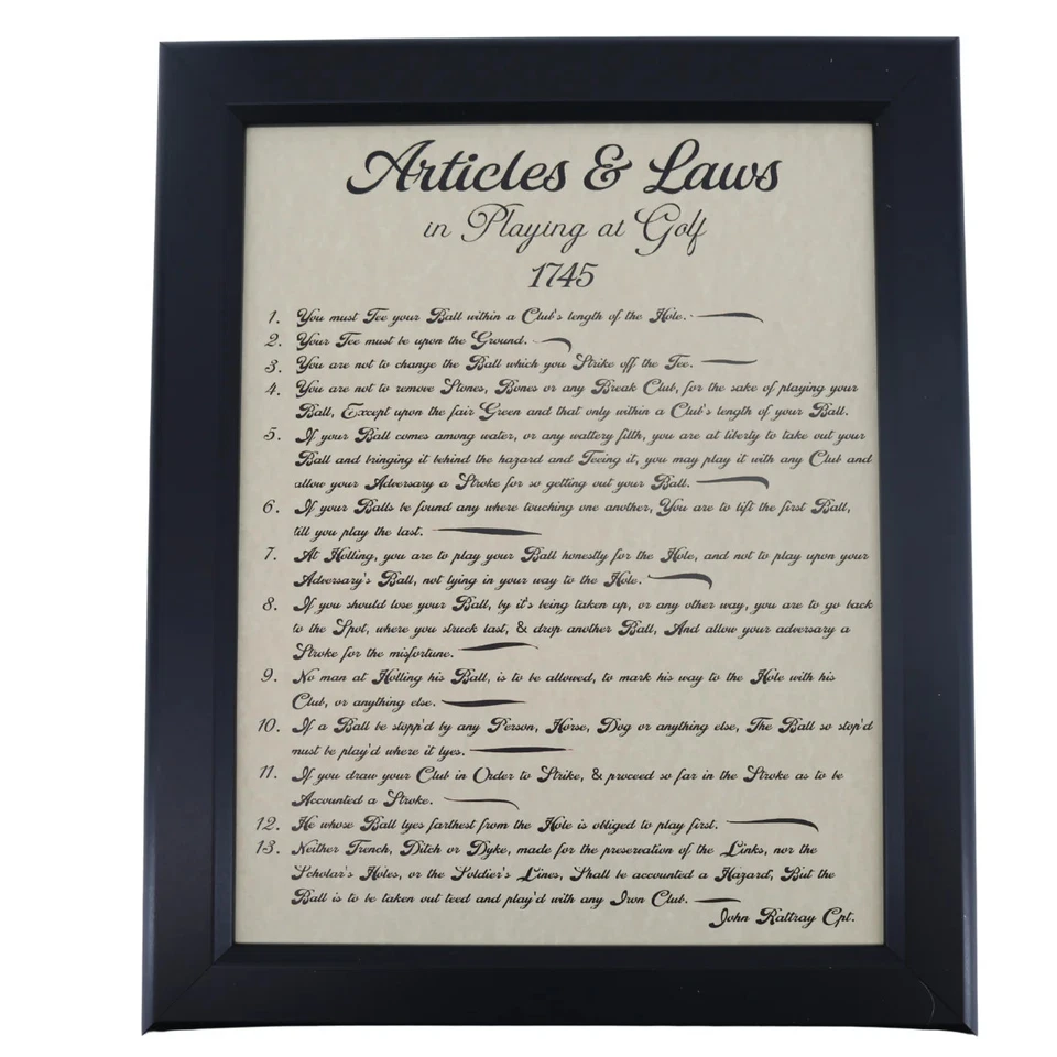 Impresión original de 13 reglas de golf enmarcada 11x14 Foto 1 de 1