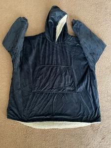 Markenlose Oversized Sherpa tragbare Decke mit Kapuze blau ONE SIZE - e000 - Bild 1 von 4