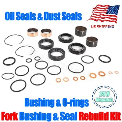 Fork Bushing & Seal Rebuild Kit For Kawasaki VN1500C CLASSIC ZX600 VULCAN 800 US - Image 1 of 4