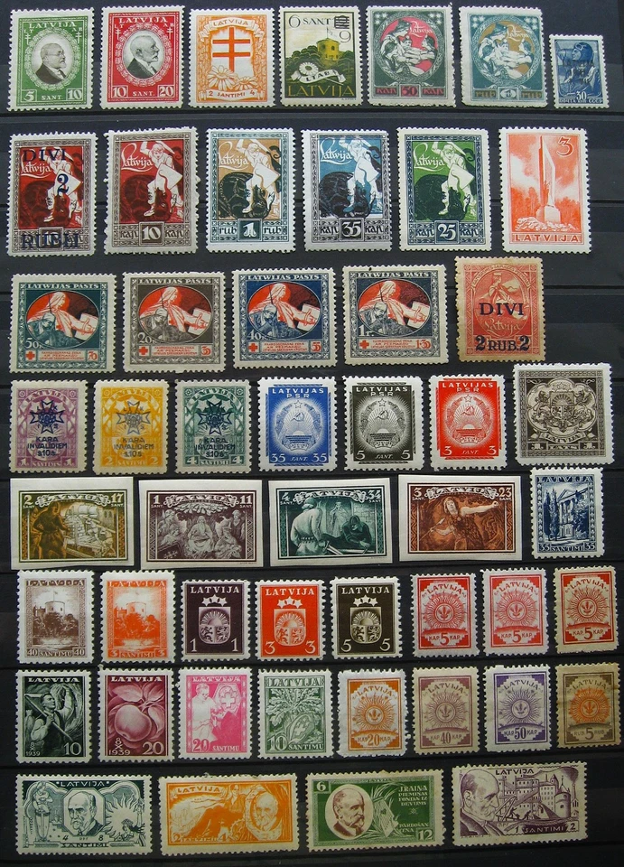 Latvia, lot of different assorted mint stamps, mostly MLH OG - Image 1 of 1