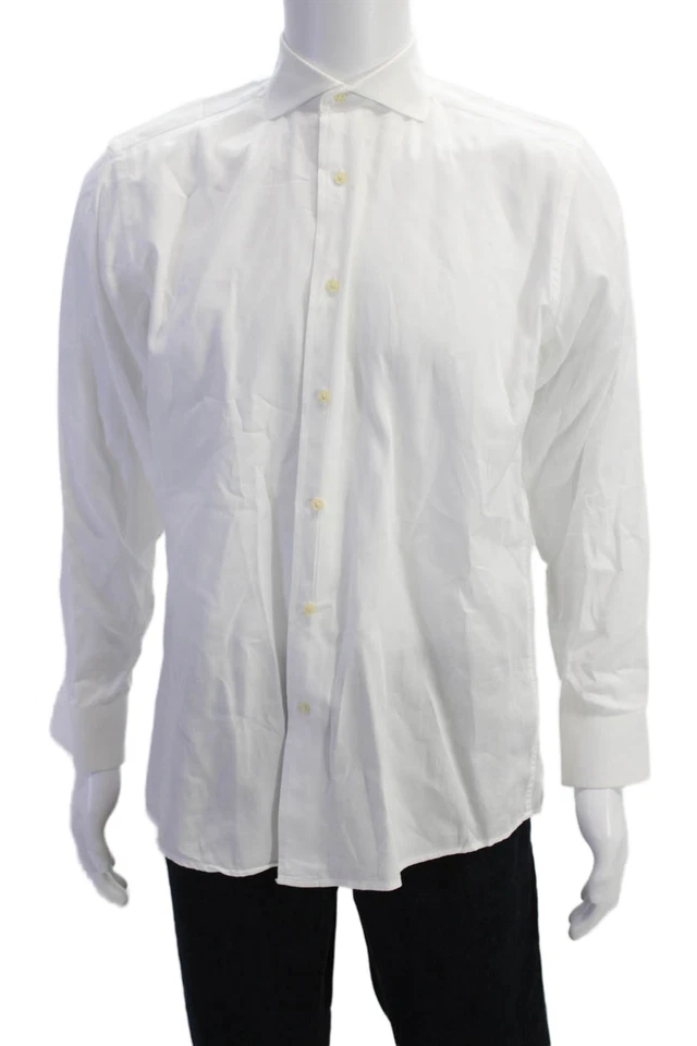 Camisa Isaac Mizrahi New York Para Hombres Algodón Cuello Abotonada Blanca Talla 15 Foto 1 de 4