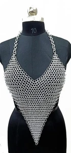 Chainmail Top 10 mm Aluminium Butted Chainmail Top Women's Cosplay Costume - Picture 1 of 8