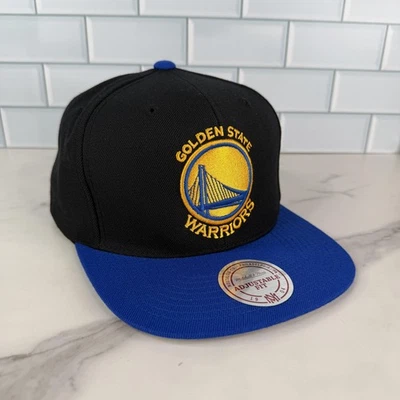 Golden State Warriors Hat Cap Snap Back Mens One Size NBA Basketball Black Blue - Image 1 of 4