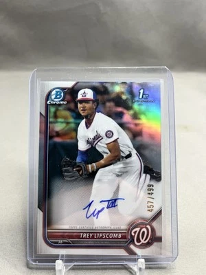 2022 Bowman Draft Chrome Auto Refractor Trey Lipscomb 1st Bowman (#'d /499) - Image 1 of 2