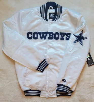 Chaqueta de inicio Dallas Cowboys Home Game blanca línea de edredón FullSnap etiqueta negra XL Foto 1 de 4
