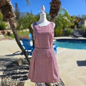 Tommy Hilfiger Preppy Red White & Blue Check Print, Cotton Dress SZ 6 W/Pockets - Picture 1 of 11