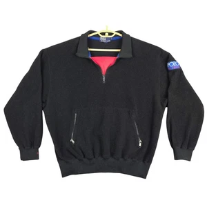Vintage Polo Ralph Lauren Hi Tech Fleece Pullover Quarter Zip Men's Size L Black - Picture 1 of 7