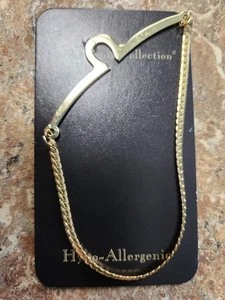 Barra de cuello de corbata espiga cadena gancho botón 2-1/2" pulgadas de ancho hombres tono dorado - Imagen 1 de 2