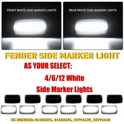 White LED Side Marker Light For GMC Sierra 2500/3500HD Dually Bed 15-23 US 4/6X — 第 1/4 张图片