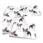4x Rectangle Stickers - Cute Boston Terrier Dog Pattern Pink Glasses #44763