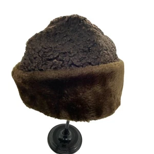 Winter Wool Hat Vintage Mens Brown Solid Flap Wool Blend Fitted Union Made Sz M - Picture 1 of 11