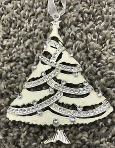 Christmas Tree Ornament Silver Plated with Faux Diamonds - Imagen 1 de 6