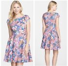 Betsey Johnson Dress Multicolor Floral Knee Length Scuba Fit and Flare Size 6