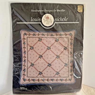 Vintage 14" Louis Nichole Needlepoint Designs Pillow Kit Floral for Bucilla 4592 - Image 1 of 4