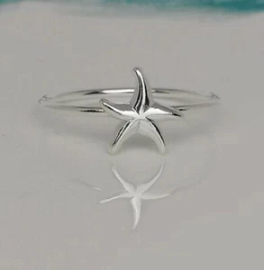 Solid Metal 925 Sterling Silver Ladies Starfish Toe Ring 14k White Gold Plated - Picture 1 of 7