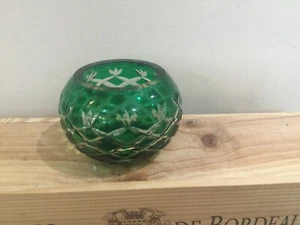 Godinger Votivkerzenhalter Kristall geschliffen auf klar grün MIT CHIPS - Bild 1 von 6