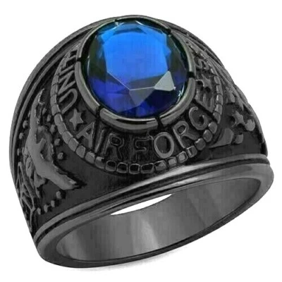 Stainless Steel USA Black Air Force USAF Military United States Ring US Seller - Image 1 of 4
