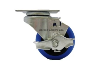 35P20PSB 3 1/2" Swivel Caster Polyurethane Wheel Top Plate Brake - Picture 1 of 1