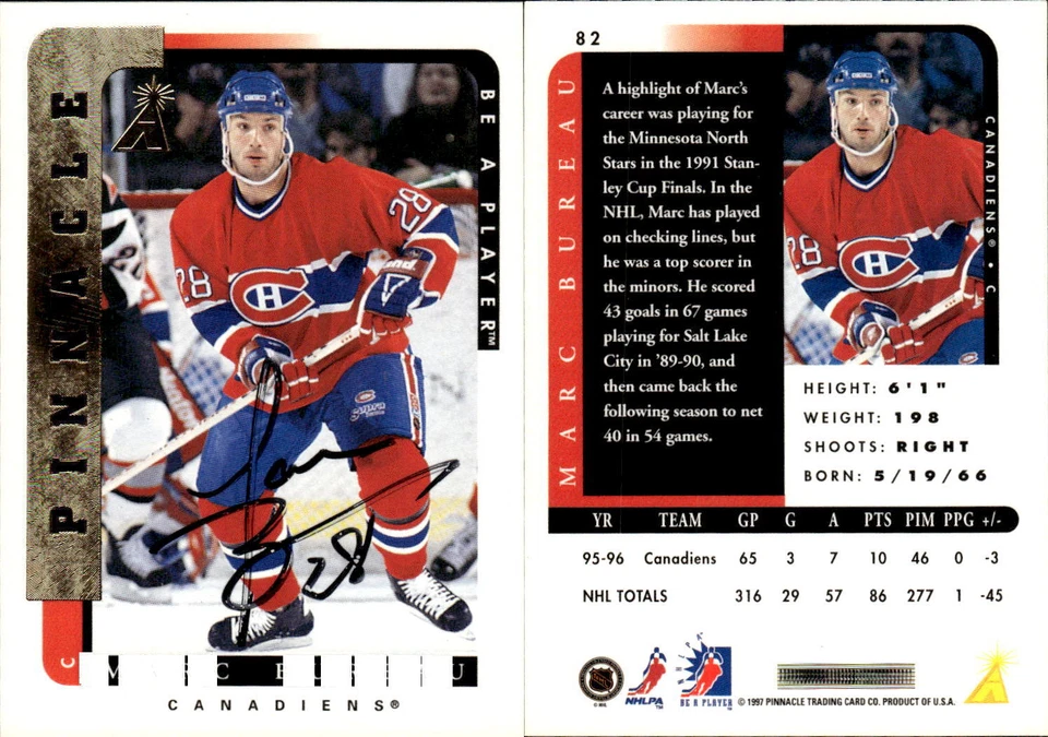 1996-97 Be A Player Autographs #82 Marc Bureau - NM-MT - Image 1 of 1