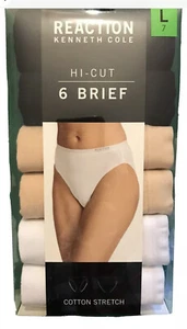 Reaction Kenneth Cole 6 Baumwolle Damen schwarz hellbraun weiß hochgeschnitten Slip Unterwäsche - Bild 1 von 8