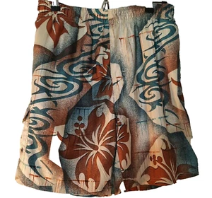 Men's Swim Trunks Bathing Suit Med Abstract Elastic drawstring Newport Blue - Picture 1 of 6