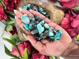 Amazonite tumble stone - tumbled amazonite with smoky quartz - amazonite - Picture 1 of 10