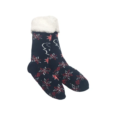 Houston Texans NFL FOCO Women's Footy Sherpa Sock Slippers Navy / Red Size 6-10 - Image 1 of 4