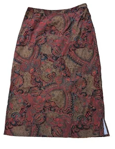 Islander Size 20w Plus Long Maxi Paisley Red Print Skirt Elastic Stretch Back - Picture 1 of 10