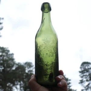Antique Olive Green Robert Portner Blob Pint Beer Bottle Brewing Alexandria VA - Picture 1 of 9