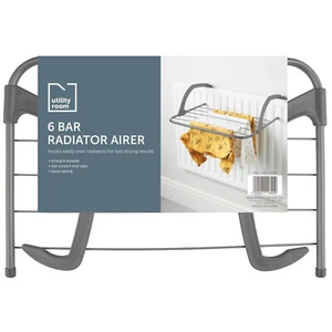 Radiador 6 Bar Gris Aireador Ropa Seca Estante Colgante Toalla Lavandería - Imagen 1 de 6