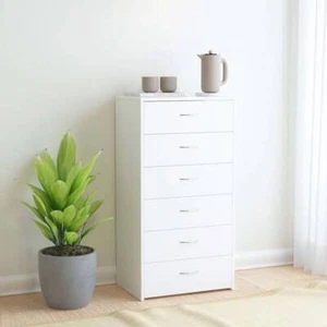 Sideboard with 6 Drawers White - Chipboard - Picture 1 of 6