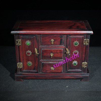 Antiques Crafts Red Rosewood Carved Chest Of Drawers Home Study Decoration • 200.58$