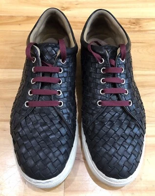 ROBERT ZUR JESSE TÊNIS DE COURO PRETO GRAVATA SAPATO CASUAL COM CADARÇO Masculino Tamanho 13 M - Imagem 1 de 4