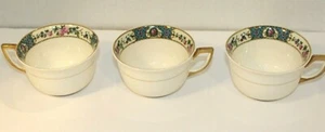 Vintage HOMER LAUGHLIN K671-7 tea Coffee Cups Set 3 China Roses Gold Trim - Picture 1 of 6