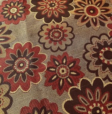 Large Flower Power Tapestry Upholstry Fabric Earth Tones 2.5 Yards x 58" Wide - Bild 1 von 4