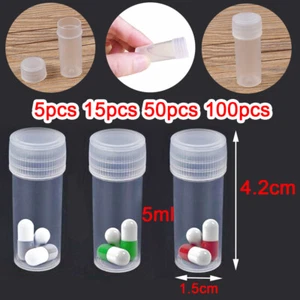 5ml Plastic Samll Sample Bottle Test Tube Medicine Powders Storage Containers - Picture 1 of 11