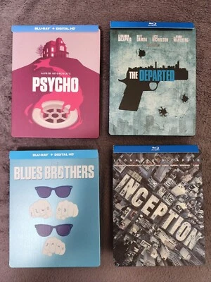 4 Bluray Steelbook Lot Psycho The Departed Blues Brothers Inception Zavvi Target Foto 1 de 4