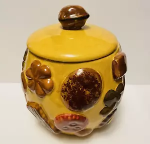 VTG 50s Los Angeles Pottery Cookies All Over Cookie Jar Walnut Top lid 10" tall. - Picture 1 of 17