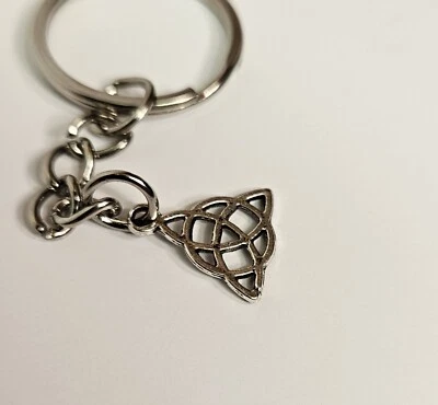 Abstract Art Triangle KeyChain Charm /Pendant Key Chain - Silver Color Metal - Image 1 of 4