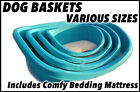 Heavy Duty Plastic Dog Bed (Basket) & Deluxe Bedding - SMALL 48CM