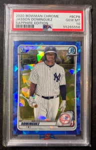 2020 Bowman Chrome Sapphire Edition #BCP8 Jasson Dominguez PSA 10 1st Yankees - Picture 1 of 2