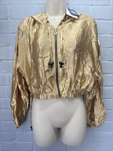 Bershka NBA Mavericks goldfarbene kurze Jacke mit Kapuze Größe Small neu mit Etikett - Bild 1 von 15