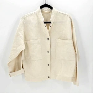 EILEEN FISHER Oversize-Jacke elfenbein Bio-Baumwolle mit Mandarinkragen Gr. S/M - Bild 1 von 11