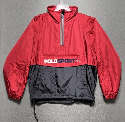 Polo Sport Ralph Lauren Rompevientos Anorak Chaqueta Para Hombres XL 1/4 Cremallera Pullover Retro Foto 1 de 4