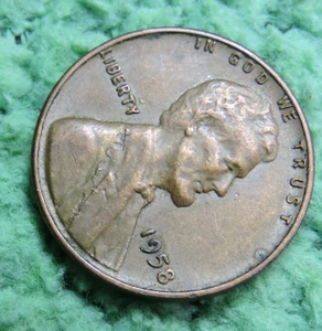 1958 P Lincoln 1C ERROR Full Coat Lamination - XF Nice! - Picture 1 of 3