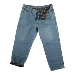 Jeans vintage LL Bean denim uomo 40x30 foderati in flanella pantaloni denim vestibilità rilassata - Foto 1 di 7