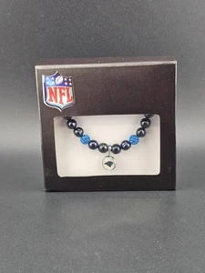 NFL Carolina Panthers Bettelarmband Schwarz Blau Perlen Neu - Bild 1 von 10