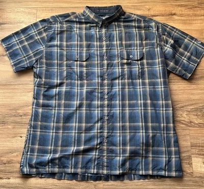 Camisa Kuhl Para Hombres 2XL Azul Cuadros Lujo Manga Corta Aire Libre Senderismo Montañas Foto 1 de 4